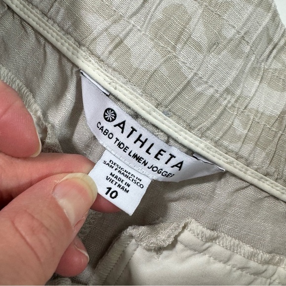 Athleta Cabo Tide Linen Jogger Pants Neutral Camouflage - Picture 4 of 7
